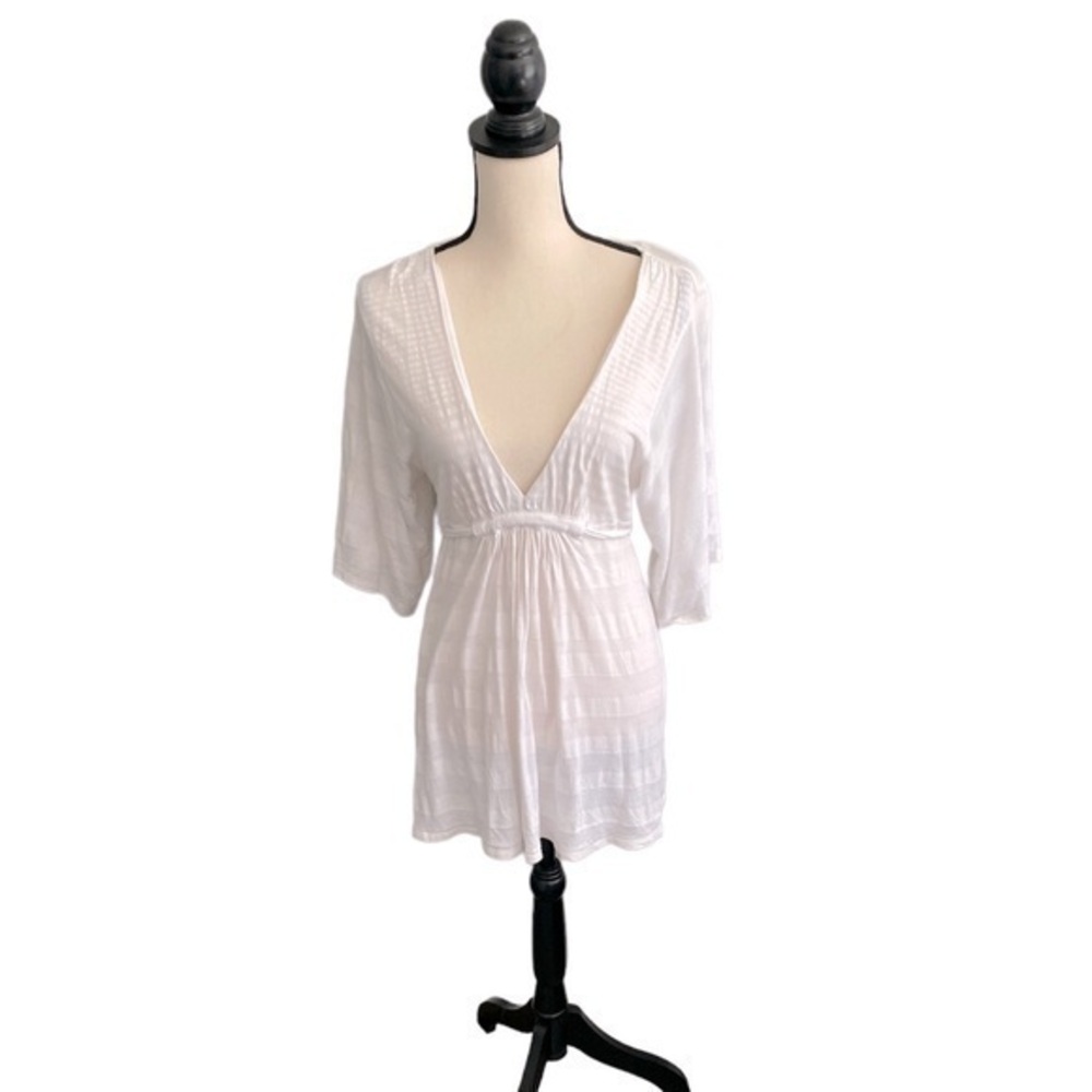 Old Navy V-Neck Sheer Tie Back Tunic Top Size Small